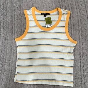 NWT Social Scene Striped orange and white Tank Top size XL
